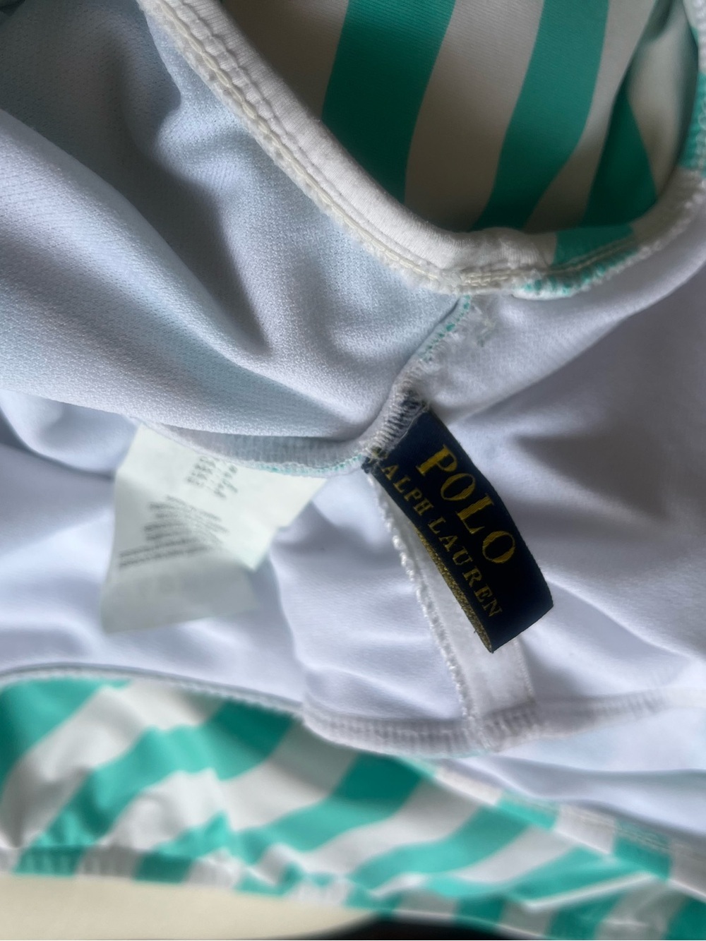 Polo by Ralph Lauren Aqua and White Striped One-Piece Swimsuit - Picture 9 of 9